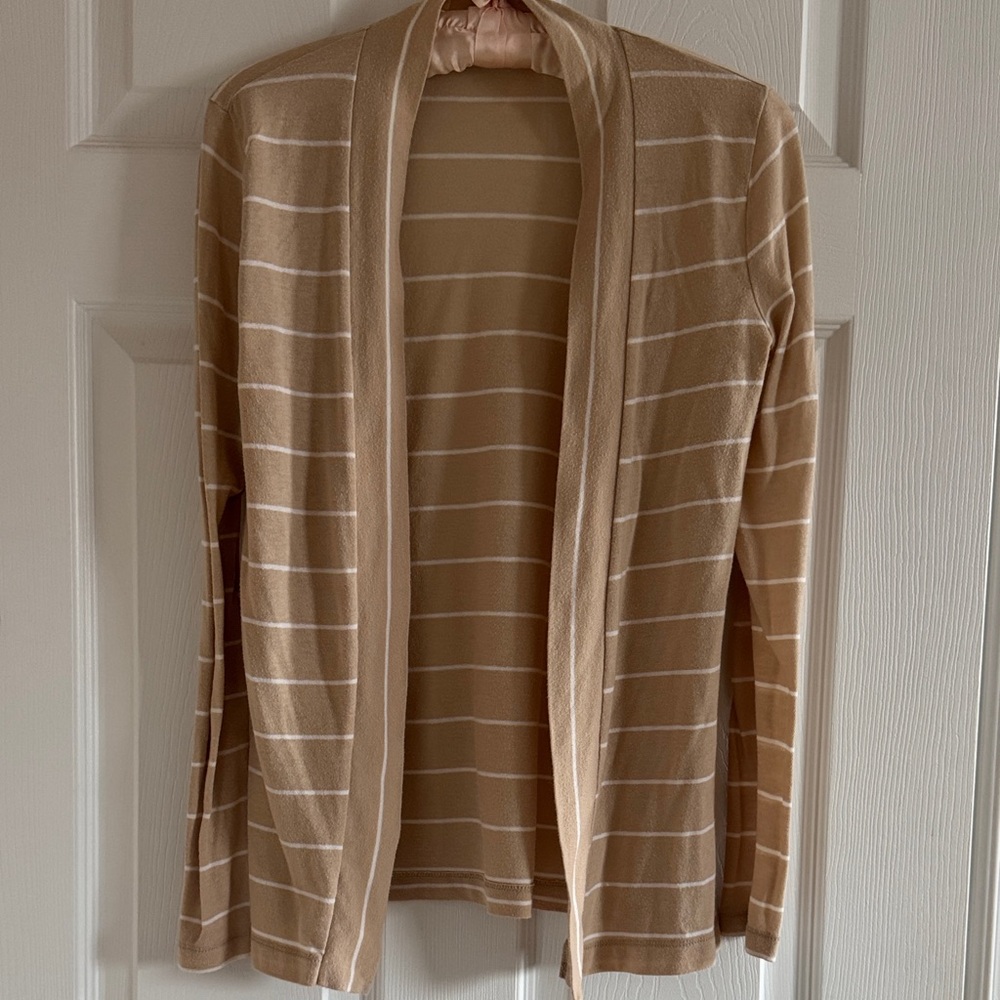 J. Crew Beige and White Striped Cardigan
